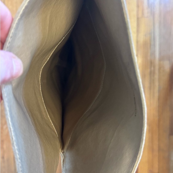 Shoe Dazzle Tan Over the Knee Boots with Chunky Heel and Wraparound Lacing - Picture 5 of 7